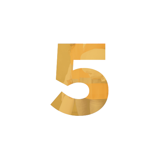 Ícono del número 5 en color dorado, representando la opción de recibir cinco presupuestos.